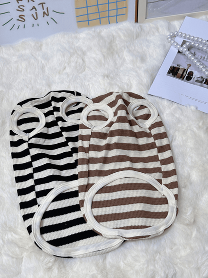 Cute Bear Summer Striped Cat Vest T-Shirt