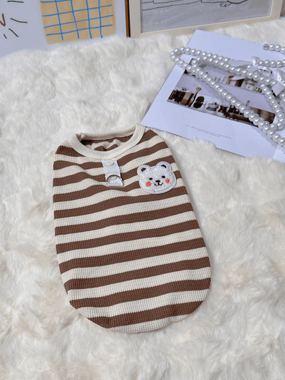 Cute Bear Summer Striped Cat Vest T-Shirt