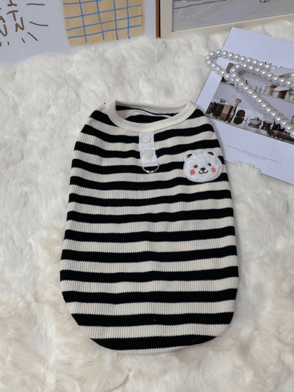 Cute Bear Summer Striped Cat Vest T-Shirt