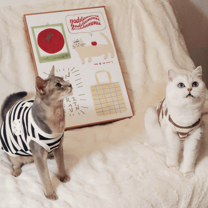 Cute Bear Summer Striped Cat Vest T-Shirt