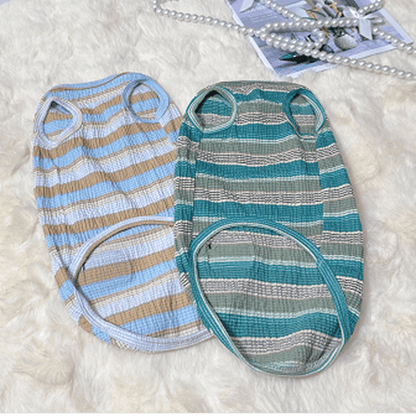 Blue and Green Striped Cat Vest