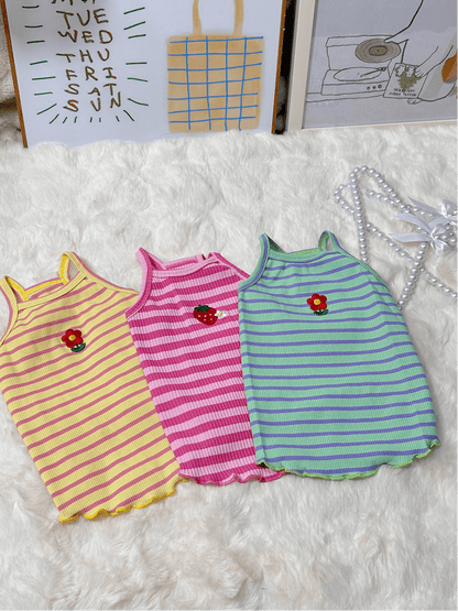 Summer Striped Colorful Cat Shirt