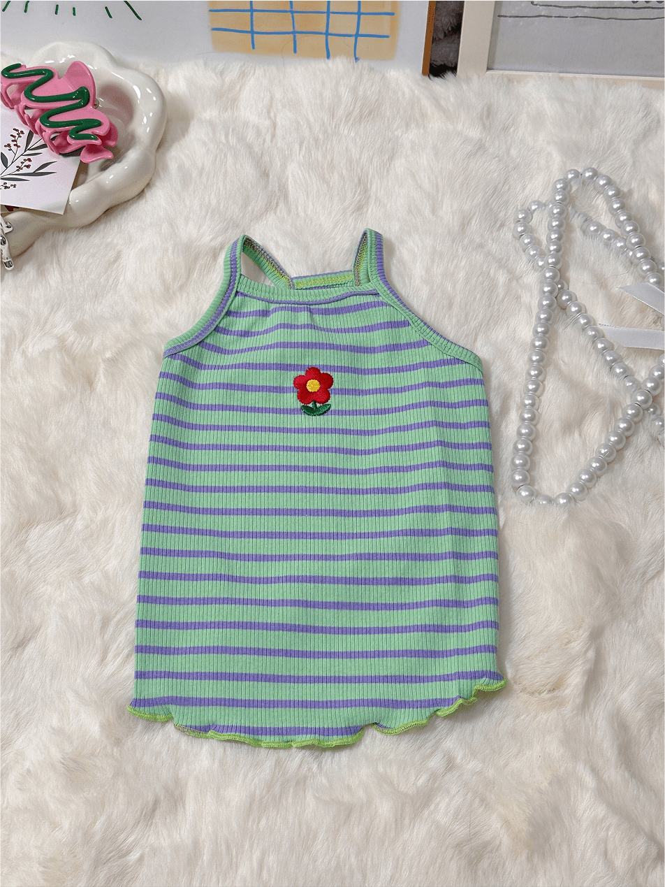 Summer Striped Colorful Cat Shirt