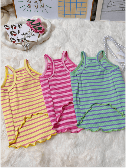 Summer Striped Colorful Cat Shirt